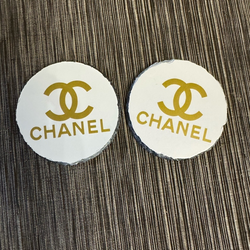 White Coasters with Gold Logo - Picture 5 of 5